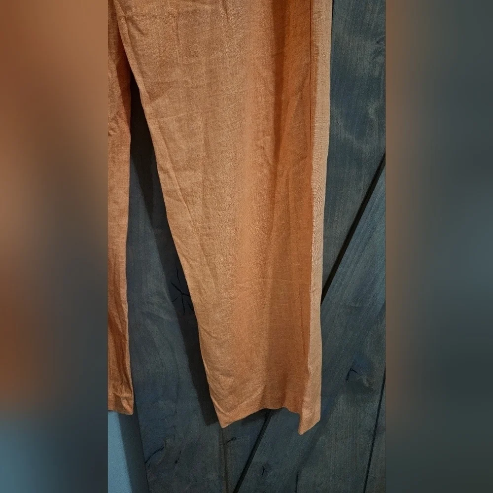 H&M Linen Blend Pleated Tailored Trousers In Orange. Size Small NWT